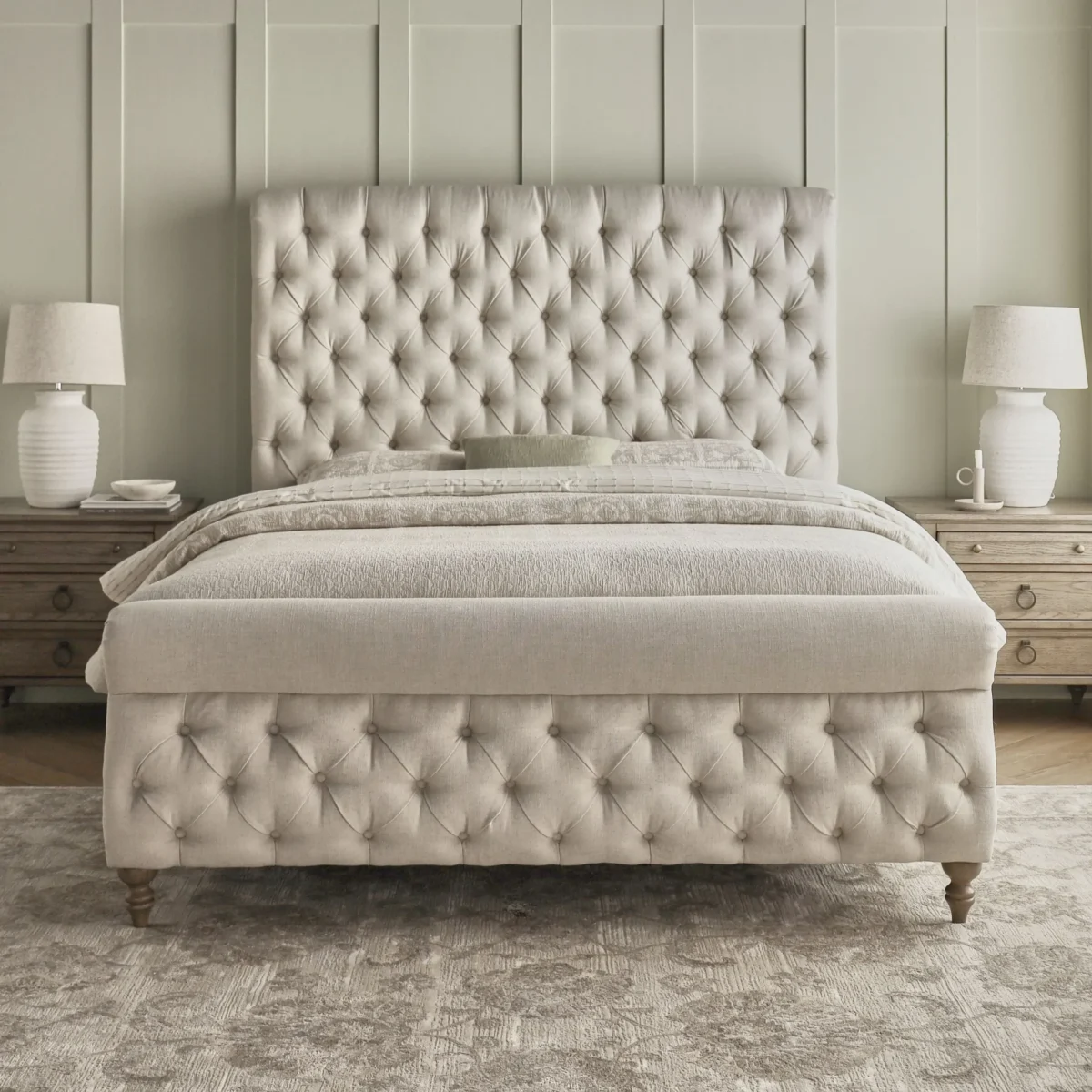 BF Luxury Upholstery Tufted Bed king Size Front Look