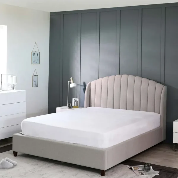 Bahoo Furnitures Linen Fabric Super King Bed Full
